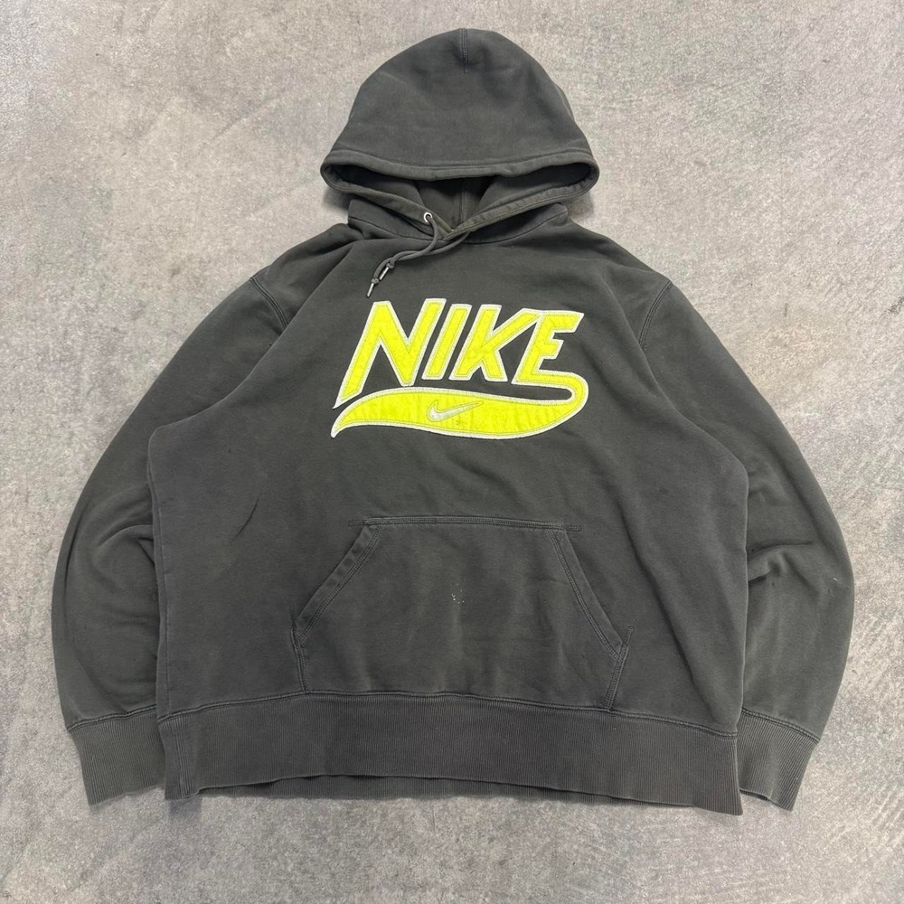 Nike Green Hoodie Cotton Hoodie Sweatshirt Two Tone Retro Pullover XXL